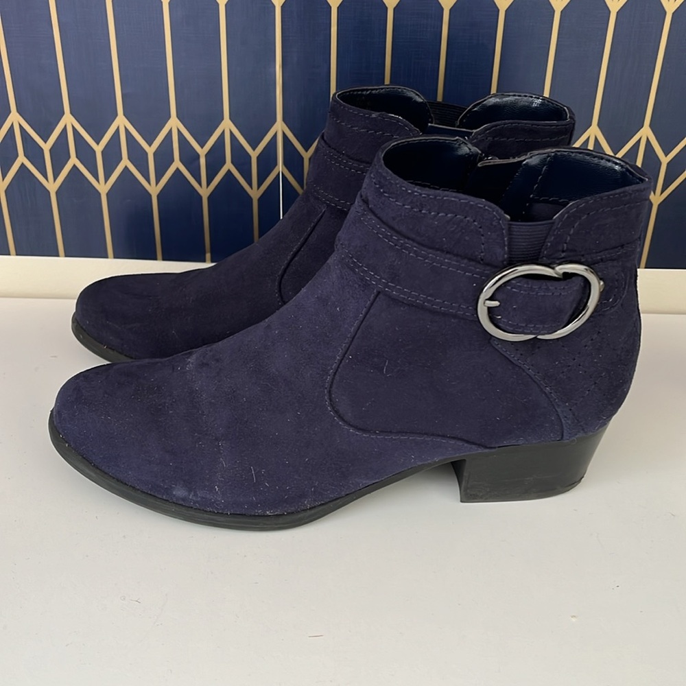 Blue suede boots